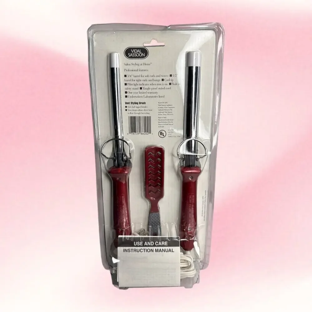 Vintage 1994 Vidal Sassoon Curling Iron Set 1/2 3/4 Brush NOS 90s Retro